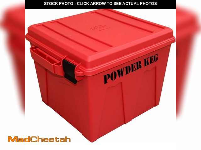 Lot 74-14305772 - (MISSING ONE LATCH) MTM PK12 Reloading Powder Storage Container, Powder Keg, USA Made, Red - UNUSED