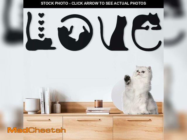 Lot 74-12451343 - Black Metal Cat Wall Art, 8Pcs 3D Modern Metal Wall Decor, 4pcs Black Cat Wall Sculpture for Living ...