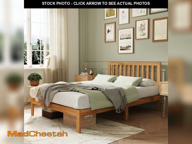 Lot 74-13123693 - Novilla Queen Bed Frame with Headboard, Solid Wood Bed Frame Foundation with Wood Slat Support, No B...