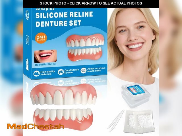 Lot 74-14270186 - Moldable False Teeth - Veneers Teeth for Women &amp; Men, Silicone Dentures Set for Both Upper and L...
