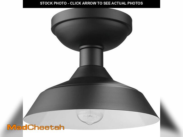Lot 74-14068095 - Globe Electric 44677 Kurt 1-Light Outdoor Indoor Flush Mount Ceiling Light, Matte Black, Bulb Not In...