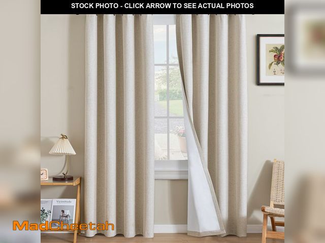 Lot 74-12701338 - H.VERSAILTEX Linen Curtains 100% Blackout Curtains for Bedroom 84 inch Long Full Light Blocking Natu...