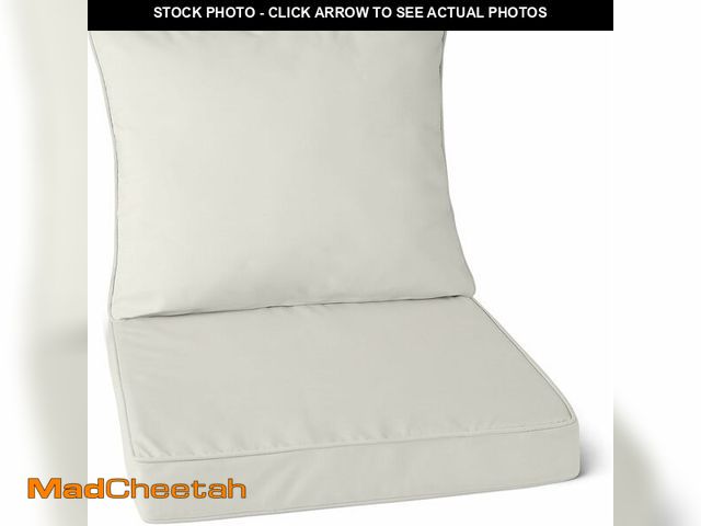 Lot 74-14072642 - Basics Patio Chair Cushion with Back, 22x22x3 inches, Beige, 1-Pack - UNUSED