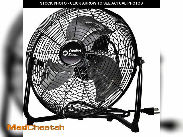 Lot 74-12557141 - Comfort Zone 12 in. High Velocity 3 Speed Cradle Fan in Black - UNUSED