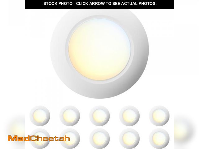 Lot 74-12308578 - JULLISON 10 Packs 4 Inch White LED Low Profile Recessed &amp; Surface Mount Disk Light, Round, 10W, ...