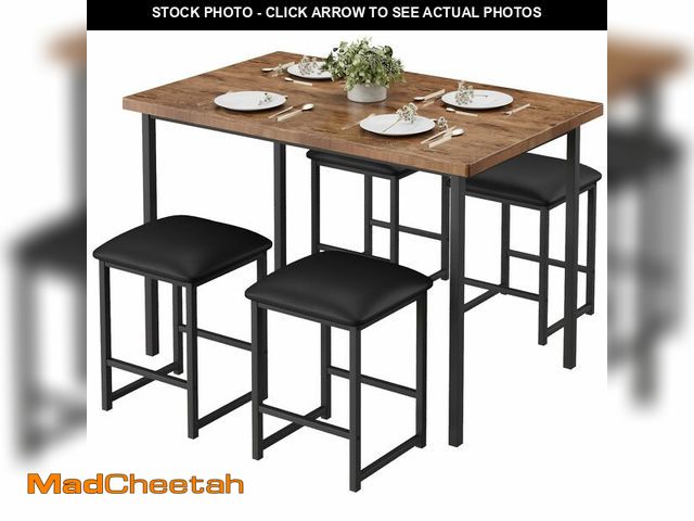 Lot 74-12569184 - VECELO Kitchen Table and Chairs for 4, Dining Room Set with PU Chairs/Stools, Heavy-Duty Metal Frame...