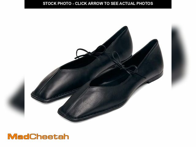 Lot 74-12979314 - VBDB Black Ballet Flats for Women Square Toe Lace up Wide Width Mary Jane Flats Casual Slip on Balle...