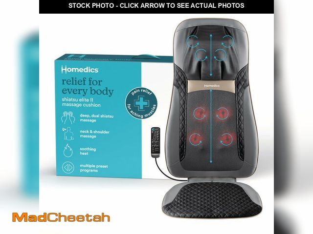 Lot 74-13801374 - HoMedics Back Massager with Heat, Shiatsu Elite II Heated Neck and Back Massage Cushion. 3 Different...