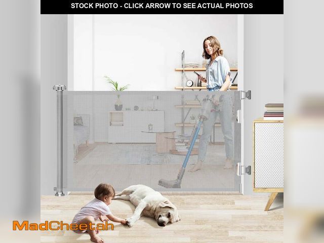 Lot 74-14586525 - HDJ 71in Retractable Baby Gate,34in Tall Mesh Baby Safety Gate for Stairs,Metal Auto-Lock Dog Gate,E...