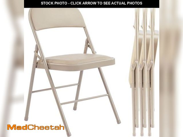 Lot 74-12044496 - Sweetcrispy Folding Chair 4 Pack, Leather Padded Folding Chairs, Sturdy Metal Foldable Chairs, Easy ...