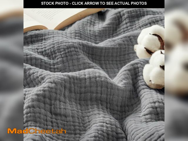 Lot 74-14145137 - Bedsure 100% Cotton Muslin Throw Blanket Twin XL for Bed - 4-Layer Breathable and Lightweight Soft G...