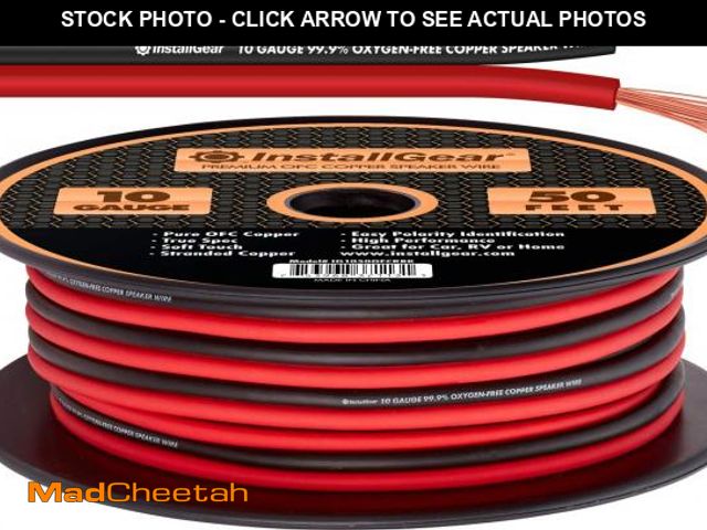 Lot 74-12129253 - InstallGear Speaker Wire 10 Gauge - 99.9% Oxygen-Free Copper (OFC) - Red/Black (50 Feet) - UNUSED