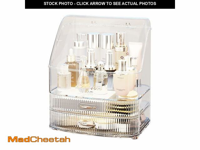 Lot 74-12976606 - Plukers Makeup Organizer Countertop Vanity with Transparent Lid Drawers Waterproof Dustproof Cosmeti...