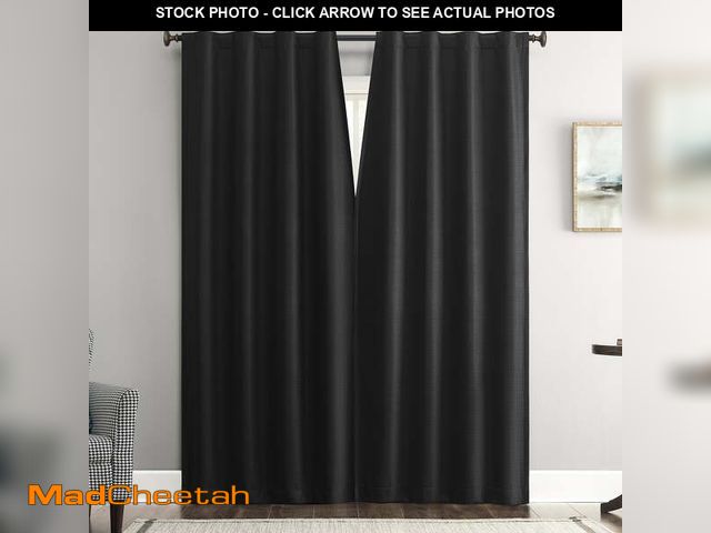 Lot 74-12686342 - Sun Zero Vance 2-Piece Magnetic Closure 100% Blackout Back Tab Curtain Panel Pair, 37"x84", Black - ...