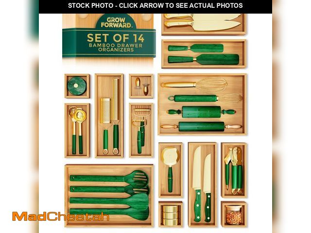 Lot 74-13569727 - Grow Forward Bamboo Drawer Organizer Boxes - Set of 14 Wooden Drawer Organizers for Kitchen, Bathroo...