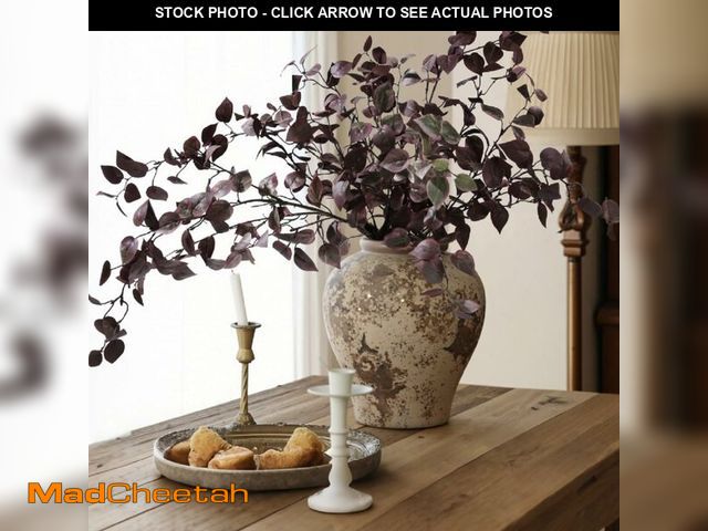 Lot 74-12713057 - HyeFlora 5PCS Artificial Fall Eucalyptus Leaves Stem Plants, 32.7 inch Fake Leaves Autumn Greenery B...