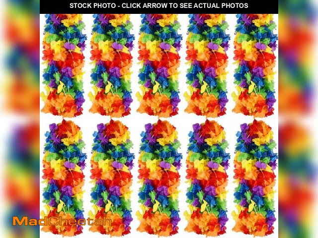 Lot 74-12216438 - Hananona 100 Pcs Hawaii Leis Colorful Flower Garland Hawaiian Luau Party Flowers Neck Loop, Rainbow ...