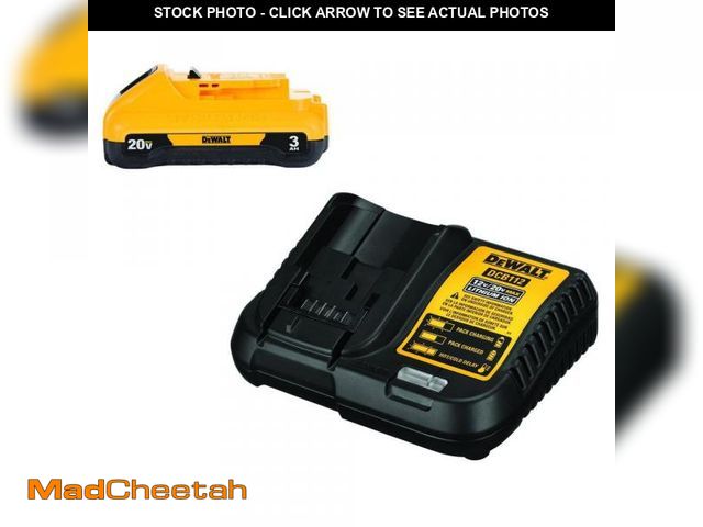 Lot 74-12085880 - DEWALT 20V MAX Compact Lithium-Ion 3.0Ah Battery Pack with 12V to 20V MAX Charger - UNUSED