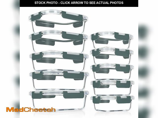 Lot 74-13955674 - VERONES 10 Pack Glass Meal Prep Containers, Airtight Glass Lunch Containers, Stackable Glass Food St...