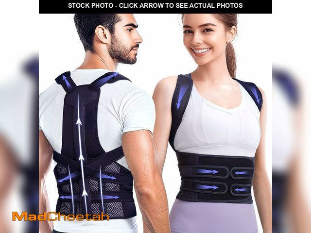 Lot 74-12713652 - Kepwaa Posture Corrector for Women and Men, Upgraded Full Back Brace Support, Adjustable Shoulder St...