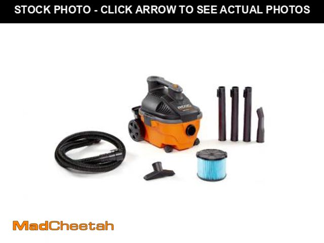 Lot 74-12484655 - Ridgid 4 Gallon 5.0-Peak HP Portable Wet/Dry Shop Vacuum With Fine Dust Filter, Hose And Accessories...