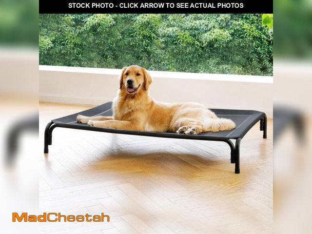Lot 74-12306040 - Elevated Dog Bed Raised Outdoor Dog Cot for Large Dogs, Installation Requires No Tools, Frame with W...