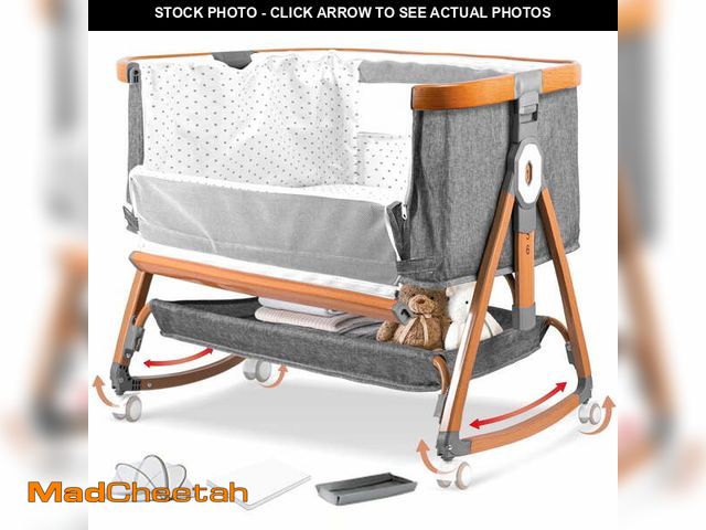 Lot 74-12768071 - RUPOUN Bassinet Bedside Sleeper, Portable Baby Crib with 6 Adjustable Heights and Breathable Mesh Pa...