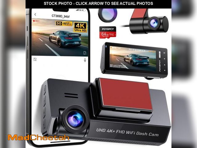 Lot 74-12325324 - Dash Cam Front and Rear 5GHz WiFi Dashcam with CPL, 4K+1080P Dual Dash Camera for Cars, 3.69" IPS Sc...