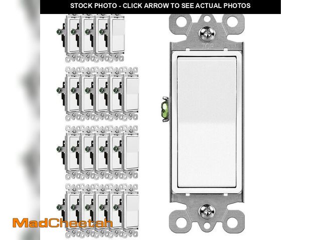 Lot 74-12707964 - (20 Pack) CML 3 Way Decorator Paddle Rocker Wall Light Switch, Single Pole or Three Way, 15A 120/277...