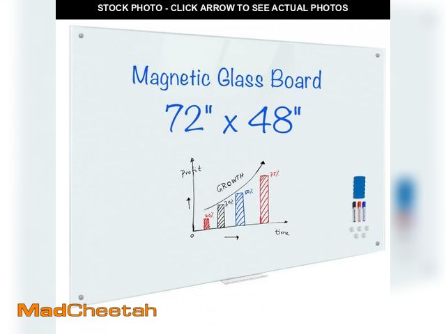 Lot 74-12488554 - Magnetic Glass Whiteboard 6'x4', 72"x48" Glass Dry Erase Board for Wall Mounted, Large Commercial Bo...
