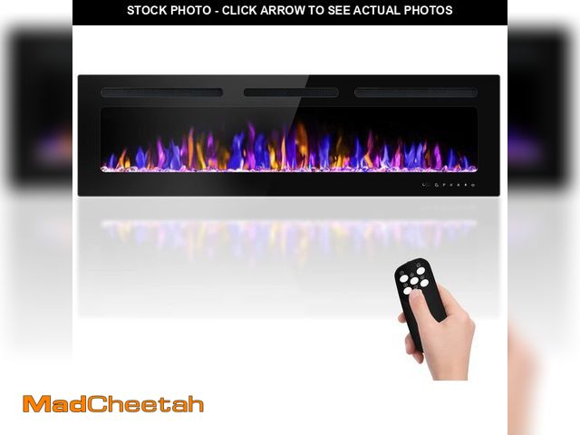 Lot 74-12898713 - BETELNUT 60" Electric Fireplace Wall Mounted and Recessed with Remote Control, 750/1500W Ultra-Thin ...