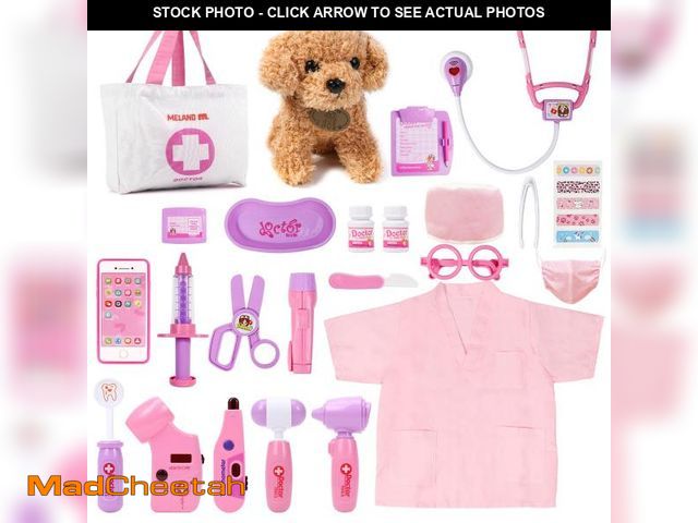 Lot 74-11553467 - Meland Toy Doctor Kit for Girls - Pretend Play Doctor Set with Dog Toy, Carrying Bag, Stethoscope To...