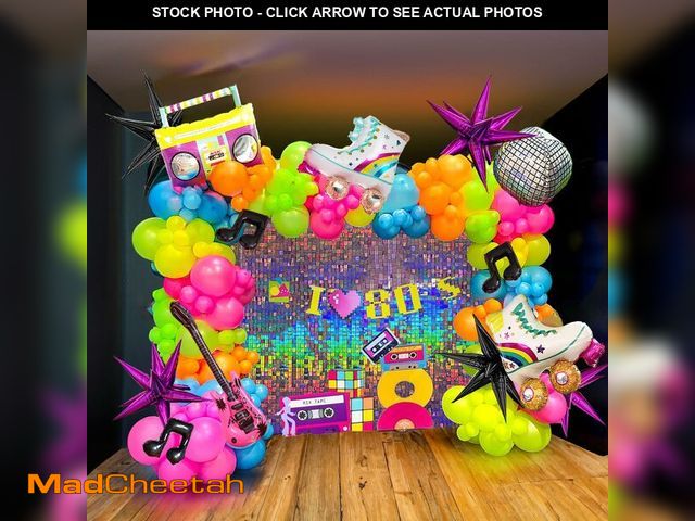 Lot 74-12708762 - 80S Music Theme Balloon Garland arch kit 160pcs with guitar disco ball musical note mylar balloon fo...