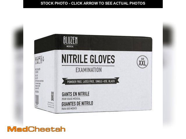 Lot 74-12659650 - SAFETY WERCS Extra Large Black Extra-Strength 5mil Nitrile Gloves 1000-Count Case - UNUSED