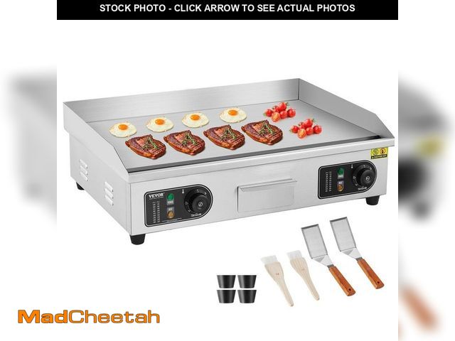 Lot 74-12691874 - VEVOR Commercial Electric Griddle 2800 W Countertop Flat Top Grill 26 in. Stainless Steel Griddle Gr...