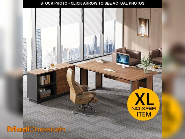 Lot 74-12784604 - (TABLE ONLY) Tribesigns Executive Desk, Office Table Cabinet, Large Computer Desk Business Furniture...