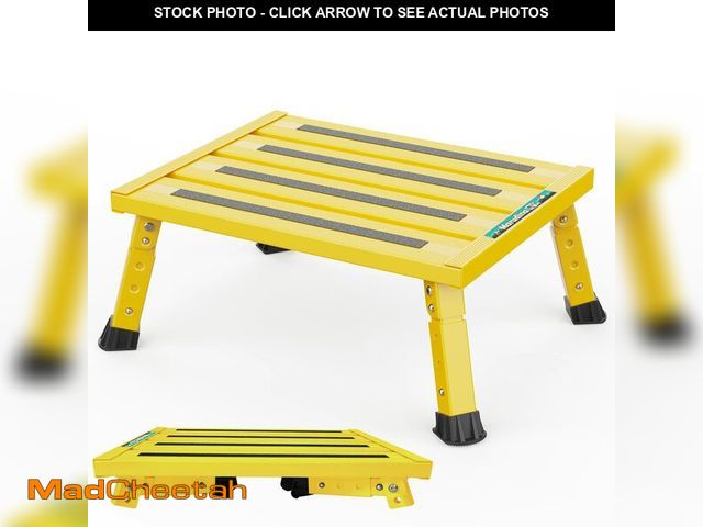 Lot 74-13627484 - Marudina Large Platform RV Steps, 3-Level Adjustable Height Aluminum Folding Step Stool, Light Foldi...