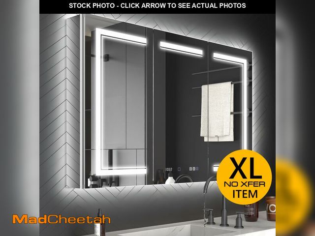 Lot 74-12690161 - ExBrite 48 x 32 Lighted Medicine Cabinet with Mirror, Front&amp;Backlit led Medicine Cabinet,Clock T...