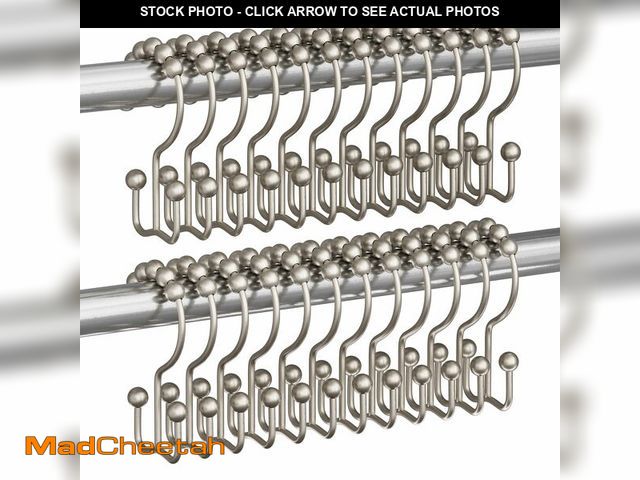 Lot 74-14273189 - Titanker Shower Curtain Hooks Rings, Rust Resistant Metal Double Glide Shower Hooks Rings for Bathro...