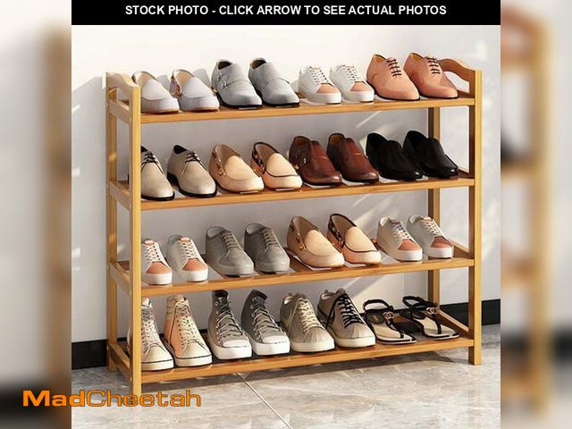 Lot 74-14260474 - BAOKALER Bamboo Shoe Rack, 4 Tier Shoe Rack Organizer in Natural Bamboo for Home Entryway Bedroom Li...