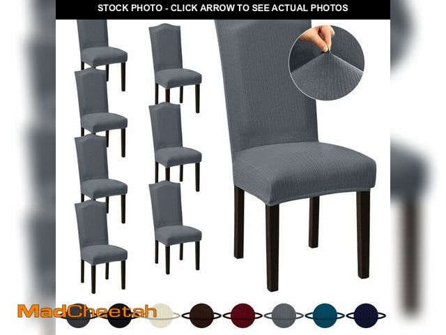 Lot 74-14153292 - Sufdari Extra Large Dining Chair Covers Set - Non-Slip Spandex Slipcovers for Parsons Chairs, Gray, ...