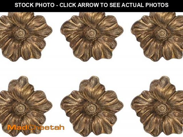 Lot 74-12331829 - SOFFEE DESIGN Set of 6 Vintage Gold Zinc Cabinet Knobs, Decorative Metal Flower Shape Knobs Pull Han...