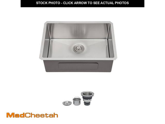 Lot 74-14306273 - HOT 26 in. Undermount Single Bowl 16 Gauge Brushed Nickel Stainless Steel Kitchen Sink with Drain As...
