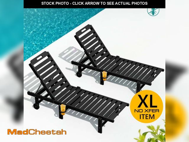 Lot 74-14308812 - SERWALL Outdoor Chaise Lounge Set of 2, Adjustable Patio Chaise Lounge, HDPE Lounge Chair with Rolli...