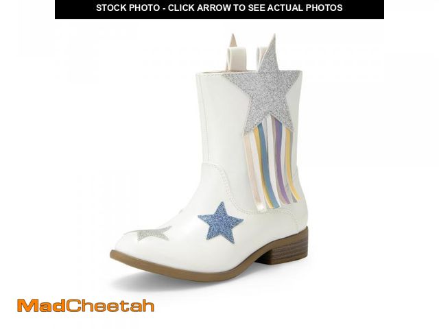 Lot 74-12435297 - DREAM PAIRS Girls Cowgirl Cowboy Western Mid Calf Tassel Boots,Size 12 Little Kid,White-Pu,SDBO2402K...