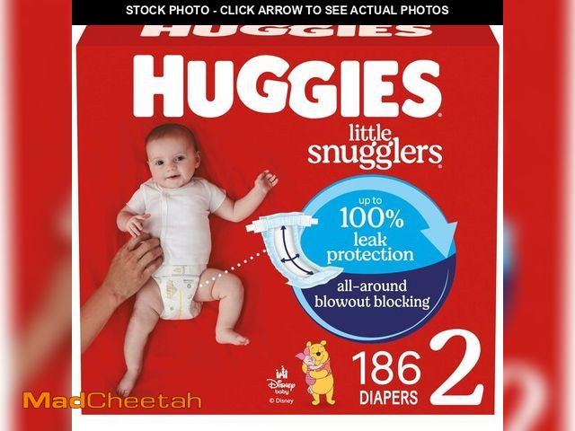 Lot 74-13927128 - Huggies Size 2 Diapers, Little Snugglers Baby Diapers, Size 2 (12-18 lbs), 186 Count (3 Packs of 62)...