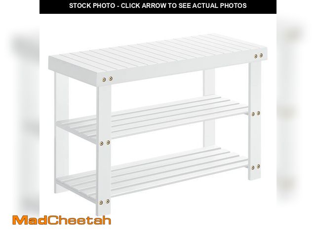 Lot 74-12760486 - SONGMICS Shoe Rack Bench, 3-Tier Bamboo Shoe Storage Organizer, Entryway Bench, Holds Up to 286 lb, ...