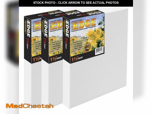 Lot 74-12661811 - Creative Mark The Edge Deluxe Cotton 1-1/2" Deep Stretched Canvas for Painting, 36x60 Pack of 3, 14o...