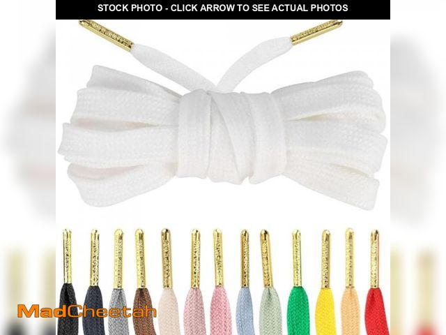 Lot 74-11552986 - Loop King Laces - Premium White Flat Cotton Shoe Laces for Sneakers and Tennis Shoes, Replacement Sh...