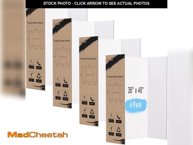 Lot 74-12167434 - (CORNERS ARE DAMAGED) HAUTOCO 36'' x 48'' Trifold Poster Board 4 Pack Large Tri Fold Project Boards ...
